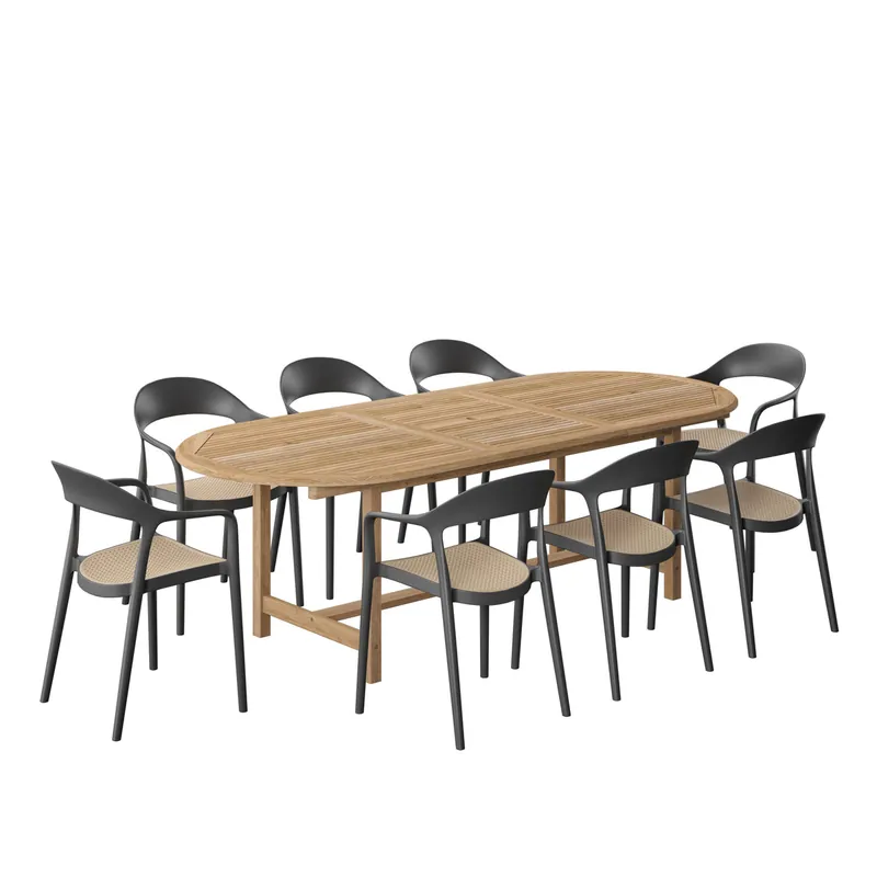 Amazonia Porto Banus 9-Piece Outdoor Dining Set | International Home Miami - DIANOV_8_CARA_BK Next Day Delivery