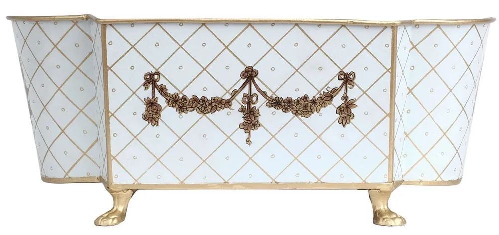 Pale Blue & Gold Long Trellis Garland Planter Free Returns