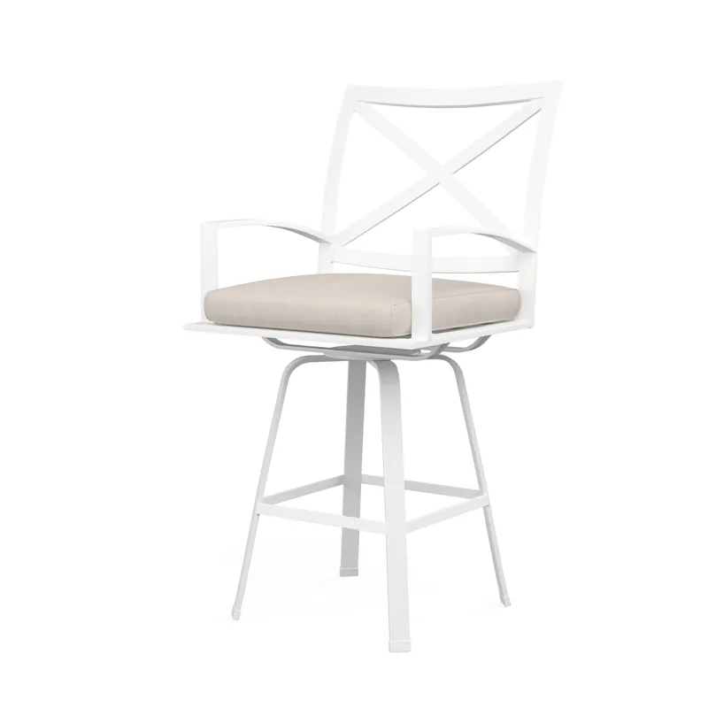 Latest Bristol Swivel Counter Stool in Canvas Flax w/ Self Welt - White | Sunset West - SW501-7C-FLAX-STKIT