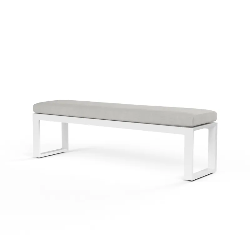 Newport Dining Bench in Cast Silver, No Welt - Frost | Sunset West - SW4801-BNC-SLV-STKIT Special Offer
