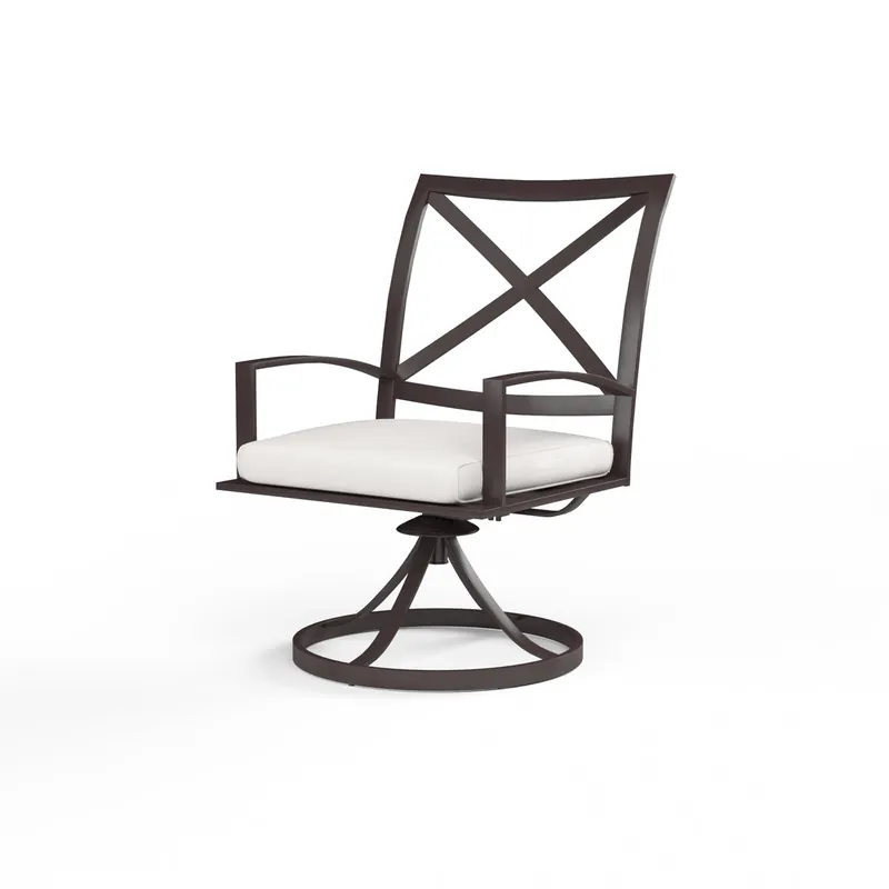 La Jolla Swivel Dining Chair in Canvas Flax w/ Self Welt - Espresso | Sunset West - SW401-11-FLAX-STKIT Free Shipping