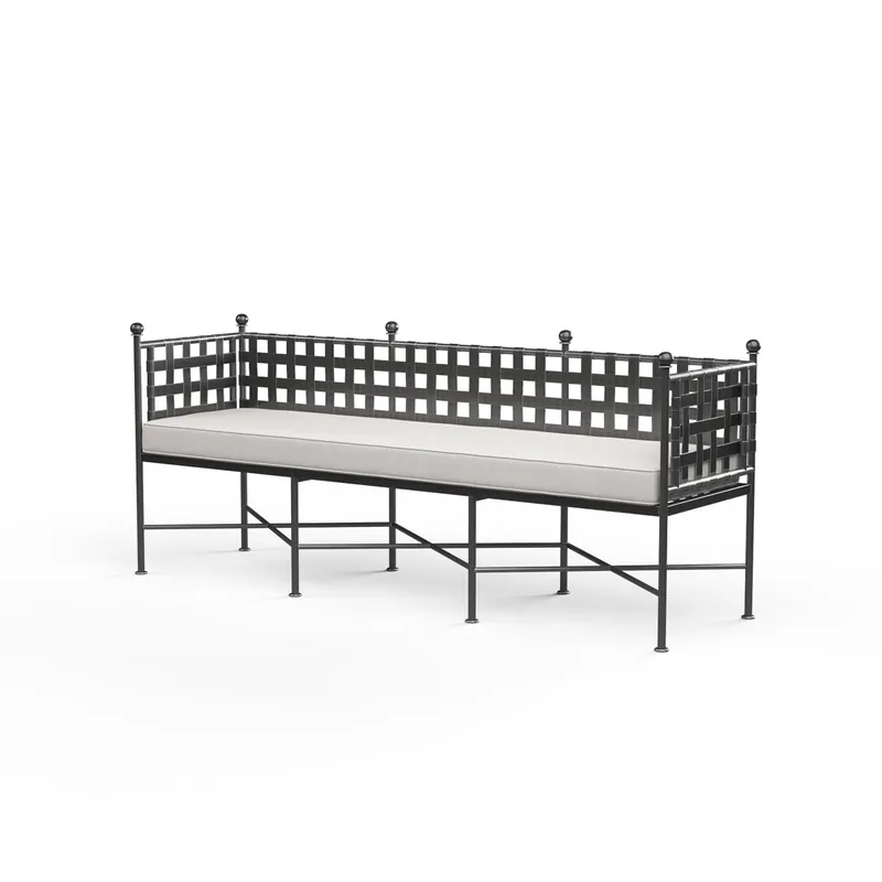 Provence Garden Bench in Canvas Flax w/ Self Welt - Pewter | Sunset West - SW3201-BNC-FLX-STKIT Buy Direct