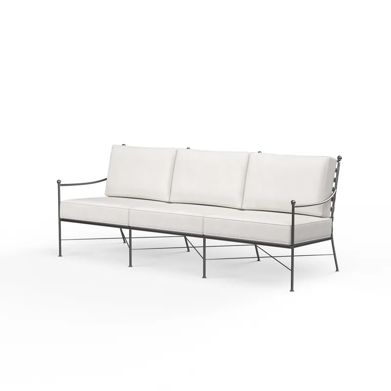 Provence Sofa in Canvas Flax w/ Self Welt - Pewter | Sunset West - SW3201-23-FLAX-STKIT Money Back Guarantee