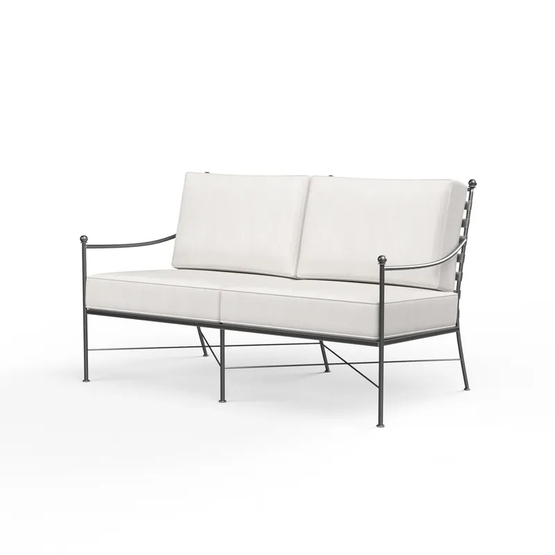 Top Pick Provence Loveseat in Canvas Flax w/ Self Welt - Pewter | Sunset West - SW3201-22-FLAX-STKIT