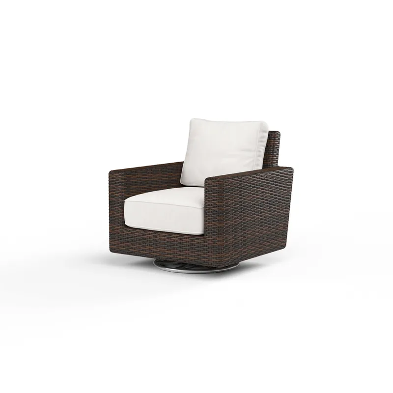 Budget Montecito Swivel Rocker Club Chair in Canvas Flax w/ Self Welt - Cognac | Sunset West - SW2501-21SR-FX-STKIT