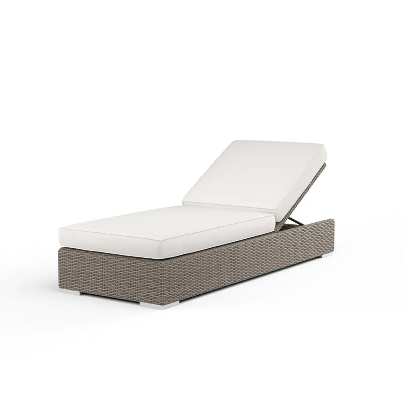 Coronado Adjustable Chaise in Canvas Flax w/ Self Welt - Driftwood | Sunset West - SW2101-9-FLAX-STKIT Editor’s Pick