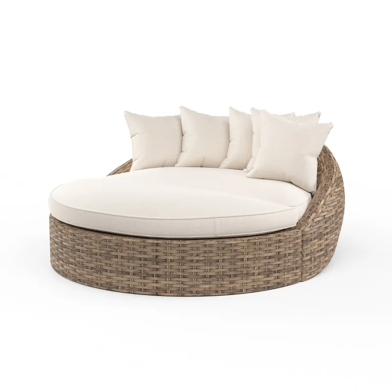 Havana Round Daybed in Canvas Flax w/ Self Welt - Tobacco | Sunset West - SW1701-99OT-FX-STKIT Express Delivery