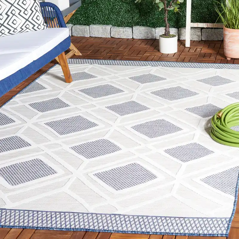 Safavieh Cabana Collection, CBN420N - Ivory / Navy Special Discount