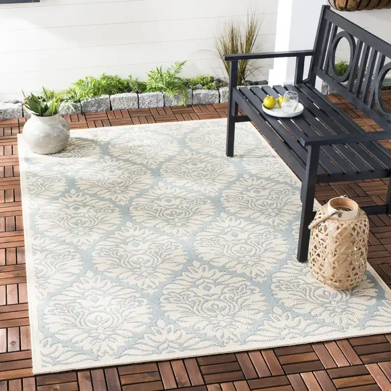 Reduced Price Safavieh Beach House Rug Collection: BHS135K - Aqua / Cream