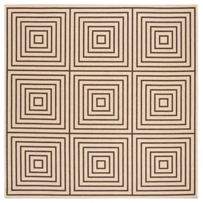 Safavieh Beach House Rug Collection: BHS123U - Creme / Brown Direct From Manufacturer