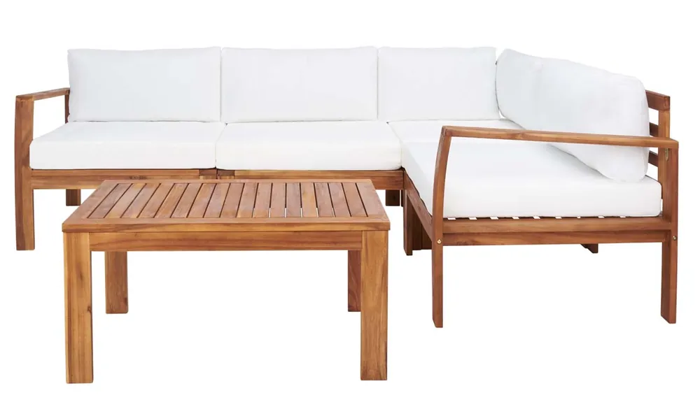 Safavieh Endelia Outdoor Living Set - Natural/Beige Cushion Big Sale