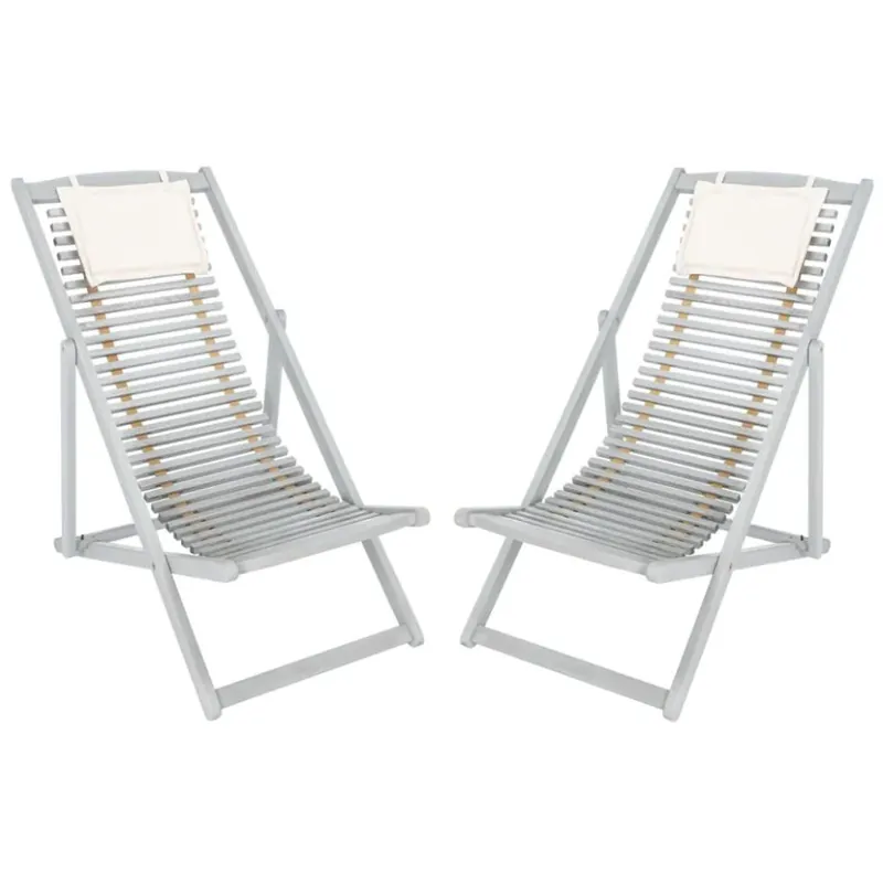 Safavieh Rendi Relax Chair With Pillow - Grey/Beige (Set of 2) Weekend Sale