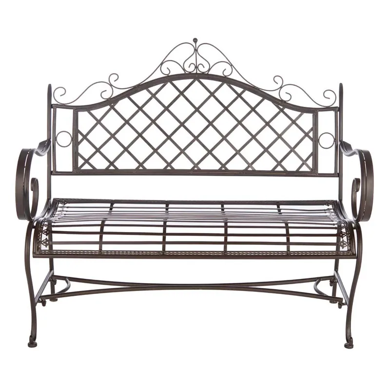 Seasonal Sale Safavieh Abner Wrought Iron 45.75-Inch W Outdoor Garden Bench - Rustic Brown