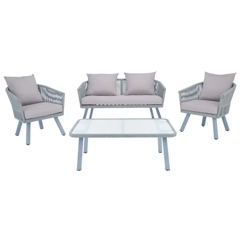 Safavieh Belmi 4Pc Rope Living Set - Grey/Grey Flash Sale