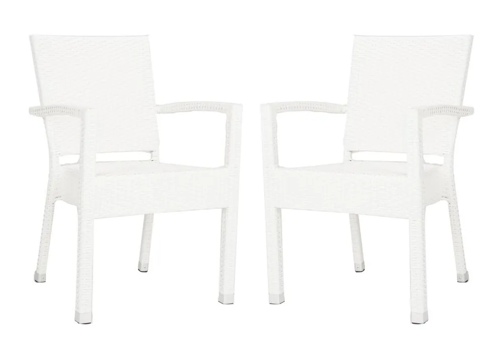 Direct From Manufacturer Safavieh Kelda Stacking Arm Chair - White (Set of 2)