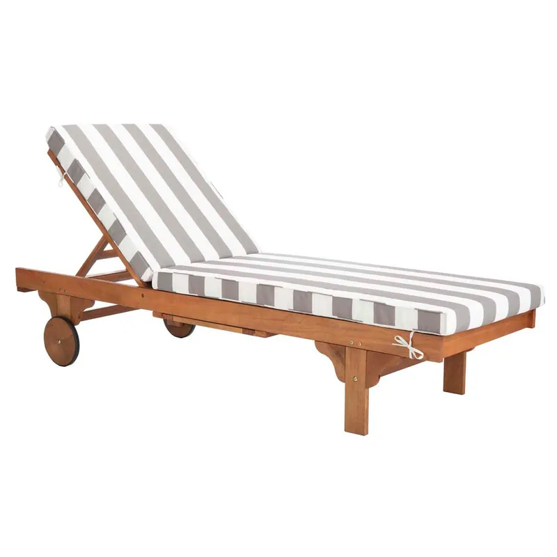 Seasonal Sale Safavieh Newport Chaise Lounge Chair With Side Table - Natural/Grey/White