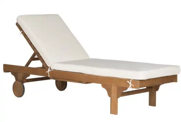 Same Day Shipping Safavieh Newport Chaise Lounge Chair With Side Table - Natural/Beige
