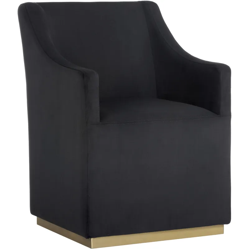 Zane Abbington Black Wheeled Dining Armchair, Wheeled Big Sale