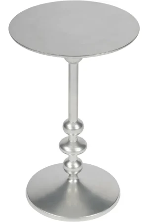 Zora Silver Iron Pedestal Side Table in Silver Special Offer