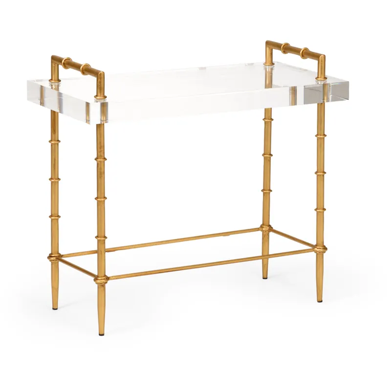 Fan Favorite Chelsea House 28 X 25 inch Antique Gold Leaf/Clear Side Table