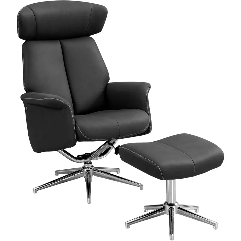 Affordable Peters Black Ottoman or Recliner, 2-Piece Set
