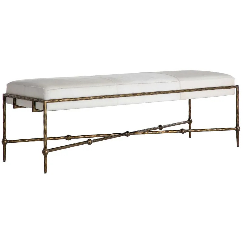 Lambeth Antique Aged Brass / Natural Ivory Hide Bench Markdown