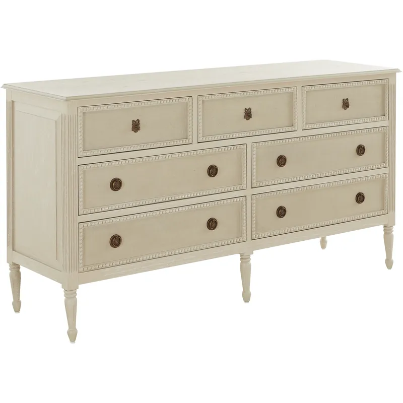 Wholesale Caroline Cerused White and Painted Burlap Dresser