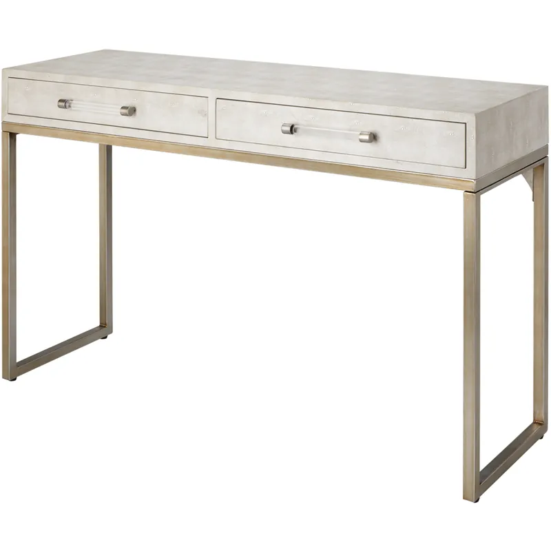 Kain 48 X 16 inch Ivory Faux Shagreen and Antique Brass Metal Console Sale