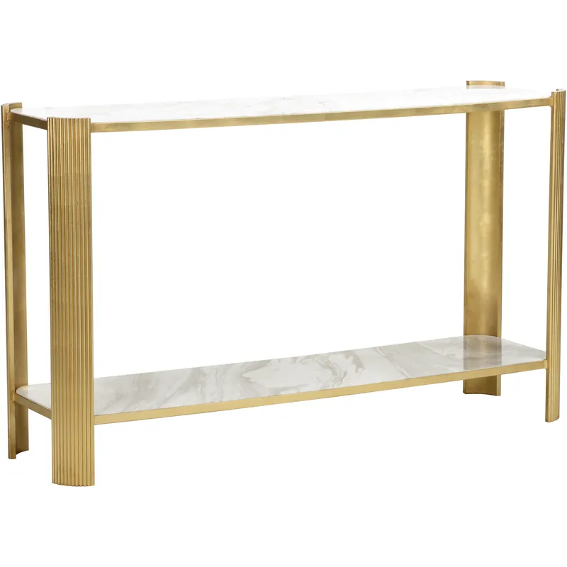 Rockefeller 59.25 inch Gold and White/Cream Console Table Viral