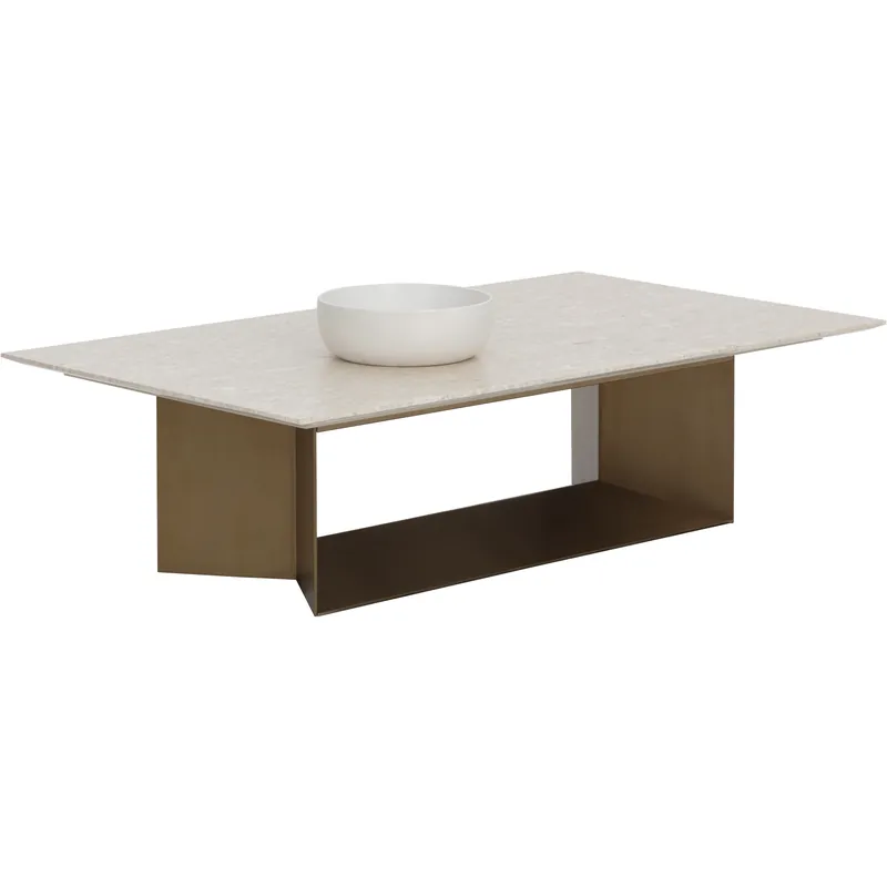 In Demand Soleen 55.25 X 31.5 inch Cream / Antique Brass Coffee Table