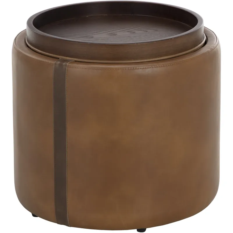 Borelli 17.75 inch Tobacco Tan / Autumn Chestnut Storage Ottoman Fresh Stock