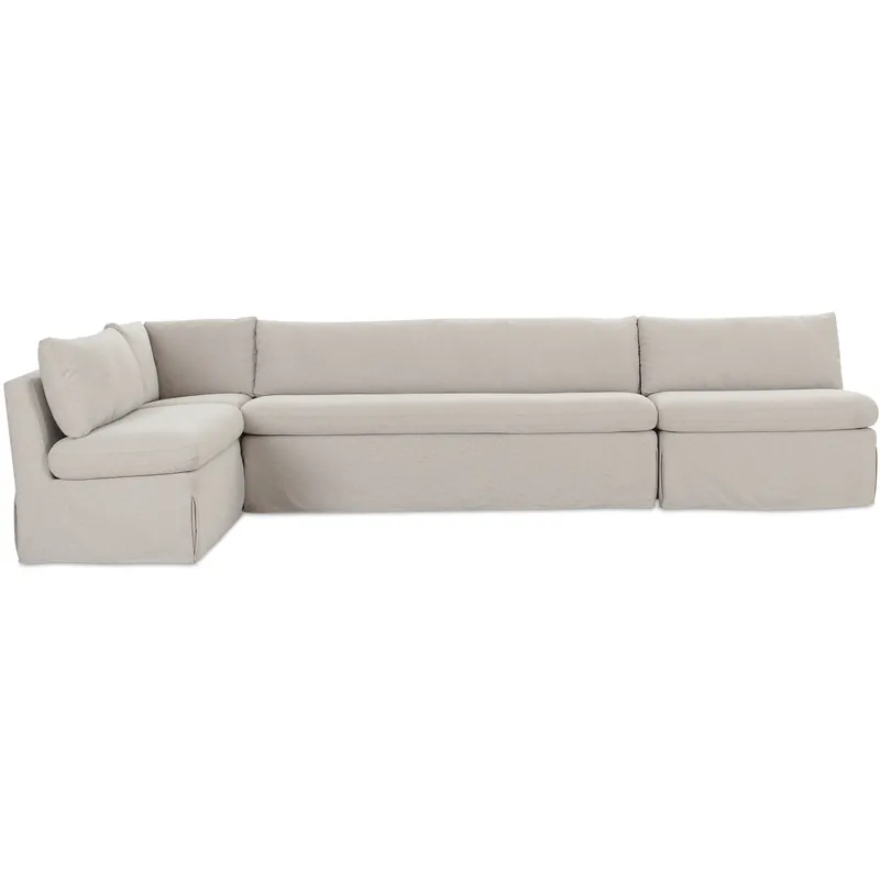 Fable Beige Slipcover Dining Banquette, L-Shape Authentic