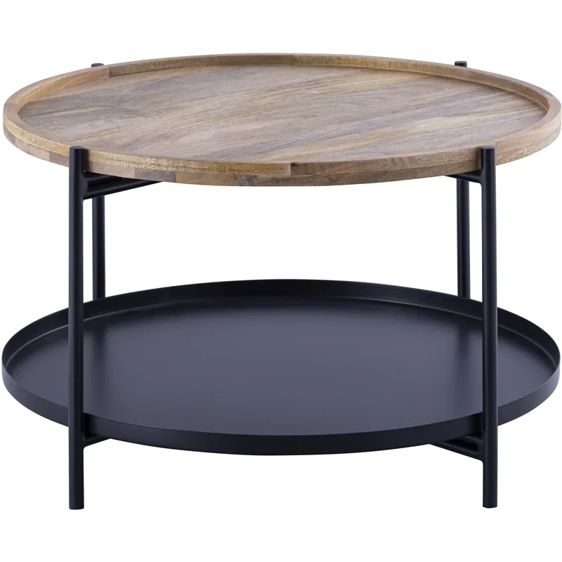 Calin 31.5 X 31.5 inch Black with Natural Wood Coffee Table Mega Sale