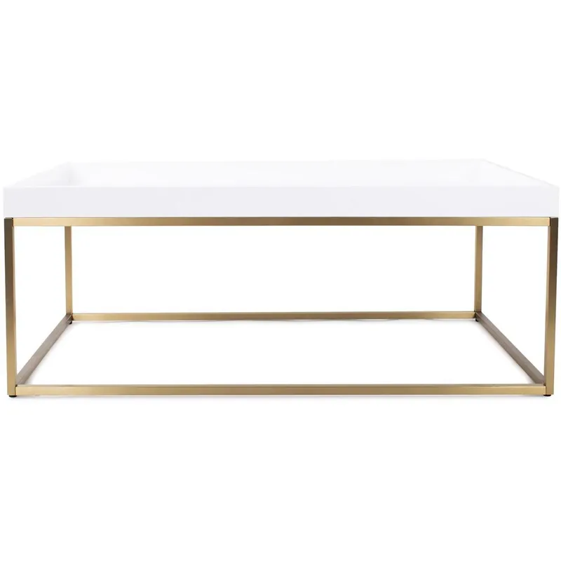 Deal Lyndhurst 47.75 X 18 inch White and Brass Coffee Table