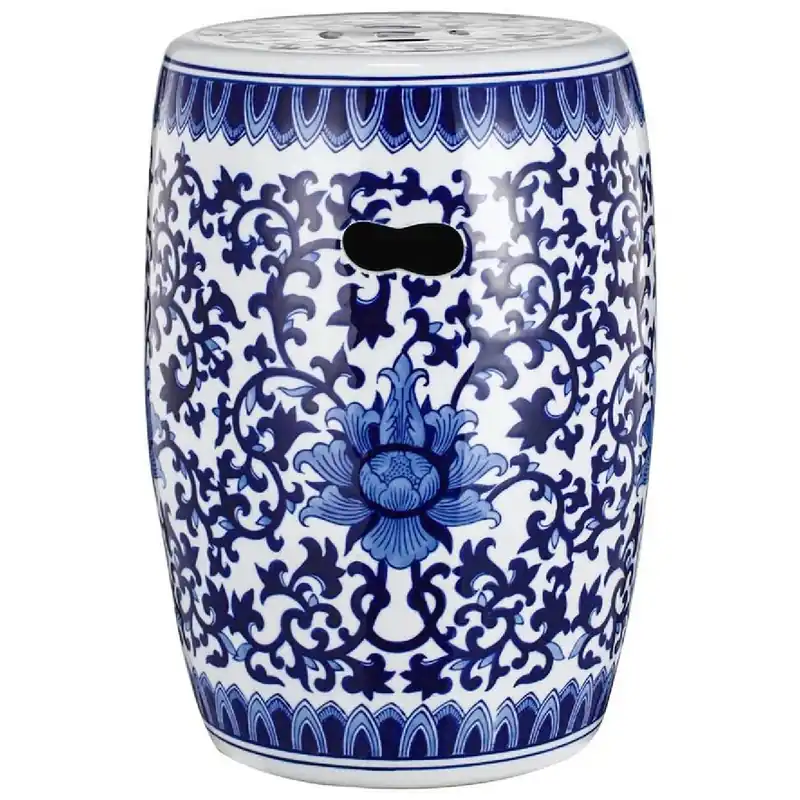 Anita 15.9 inch Blue/White Stool Handmade