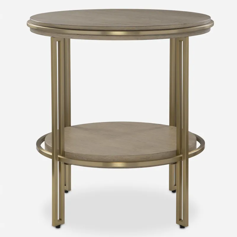 Warranty Included Elise 23 X 22 inch Light Oak and Brushed Brass Side Table