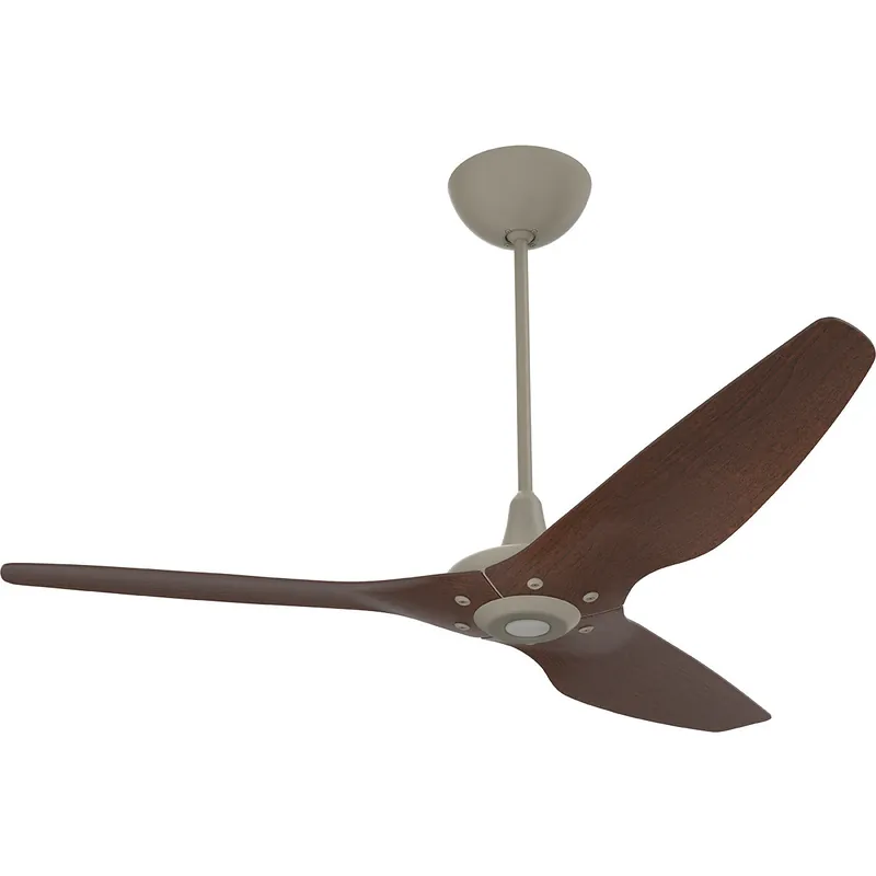 Fan Favorite Haiku 60 inch Satin Nickel with Cocoa Wood Grain Blades Outdoor Ceiling Fan