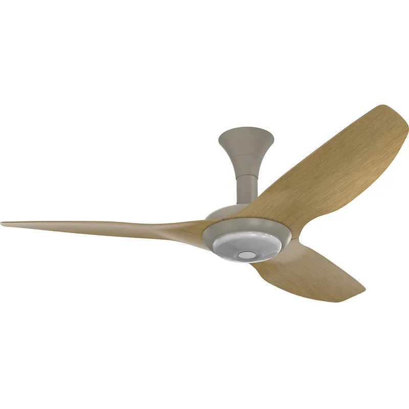 Certified Haiku 52 inch Satin Nickel with Caramel Wood Grain Blades Outdoor Ceiling Fan