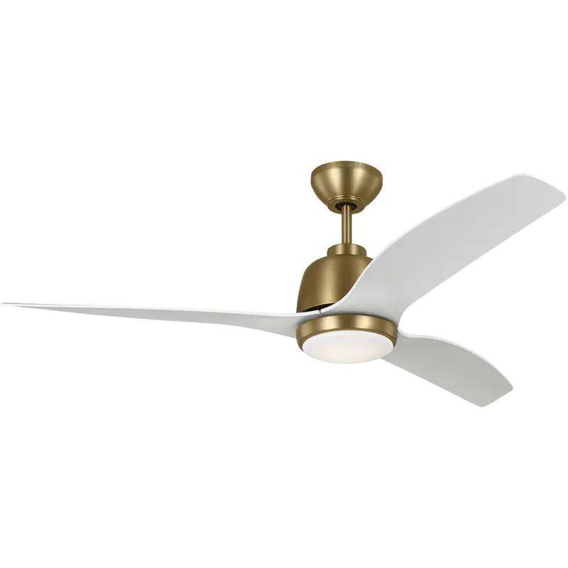 Express Delivery Avila 54 inch Satin Brass with Matte White Blades Indoor/Outdoor Ceiling Fan
