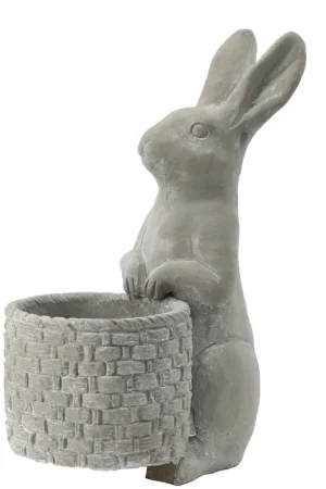 Affordable Attentive Standing Rabbit Gray Outdoor Planter