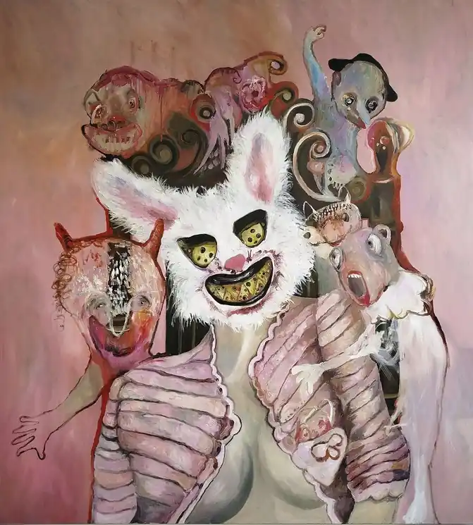 Deal ▷ Pink Kingdom by Juliane Hundertmark, 2025 | Oil Painting for Sale