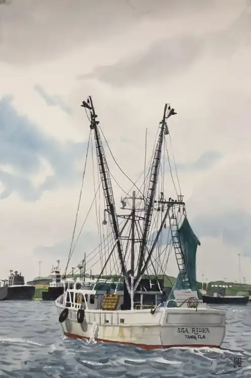 ▷ A good day fishing by Mike King, 2022 | Watercolor Drawing Weekend Sale