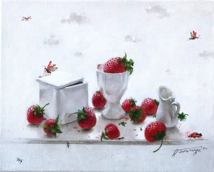 ▷ Still life with red beetle by Tatyana PALCHUK, 2024 | Oil Painting for Sale Mega Sale
