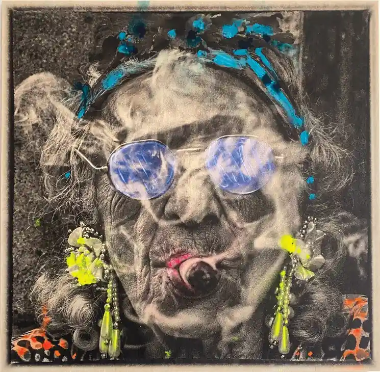 Must Have ▷ Puro... Alegría#III -Neo on wood by Sparshatt Dalzell, 2024 | Mixed Media Painting
