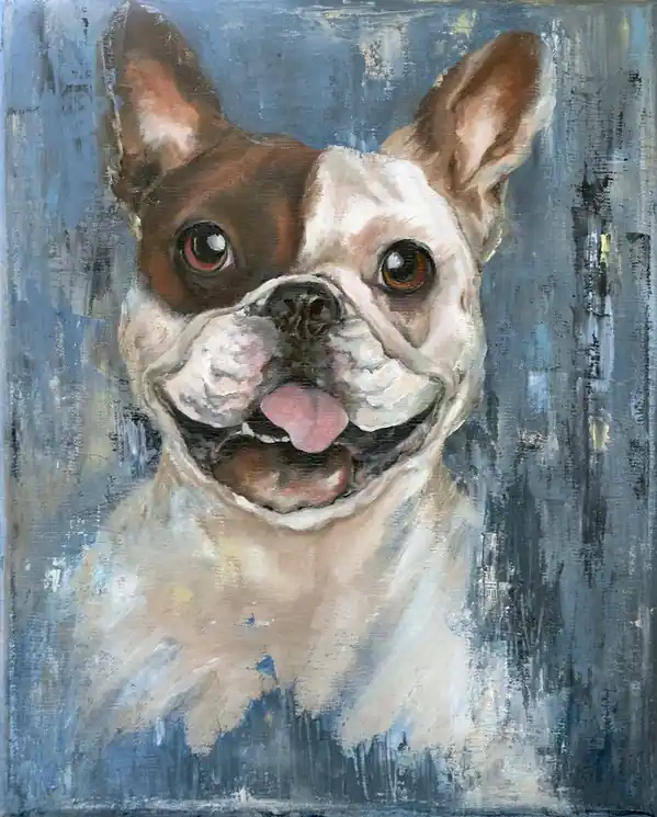 ▷ Bouille-dog by Karine Nicolleau, 2022 | Oil Painting for Sale Factory Price