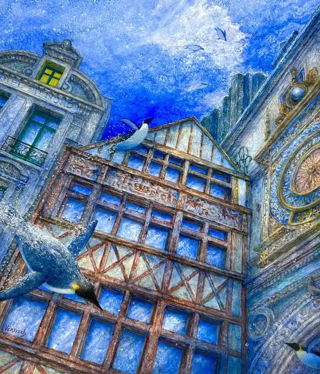 Trusted Brand ▷ Hotel du nord à Vau-l'eau by Dominique Vervisch, 2022 | Oil Painting for Sale