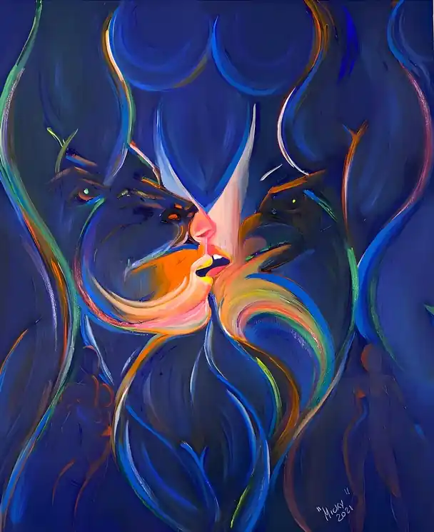 ▷ Il bacio by Michela Vicentini, 2021 | Acrylic Painting Popular