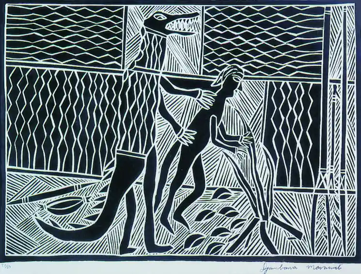 Price Drop ▷ Bäru ga Dhamalinu by Djambawa Marawili, 1996 | Etching Print