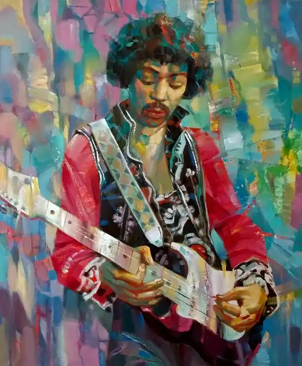 Free Shipping ▷ Jimi Hendrix by Anatoly Tarabanov, 2025 | Oil Painting for Sale