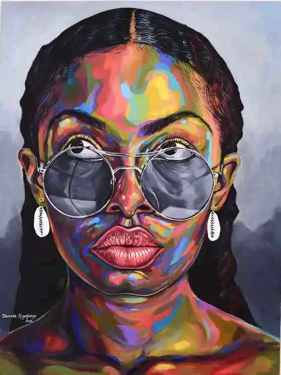 Certified ▷ Looking Beyond 7 - 21st Century, Contemporary, Figurative Portrait, Africa Women by Damola Ayegbayo, 2025 | Acrylic Painting